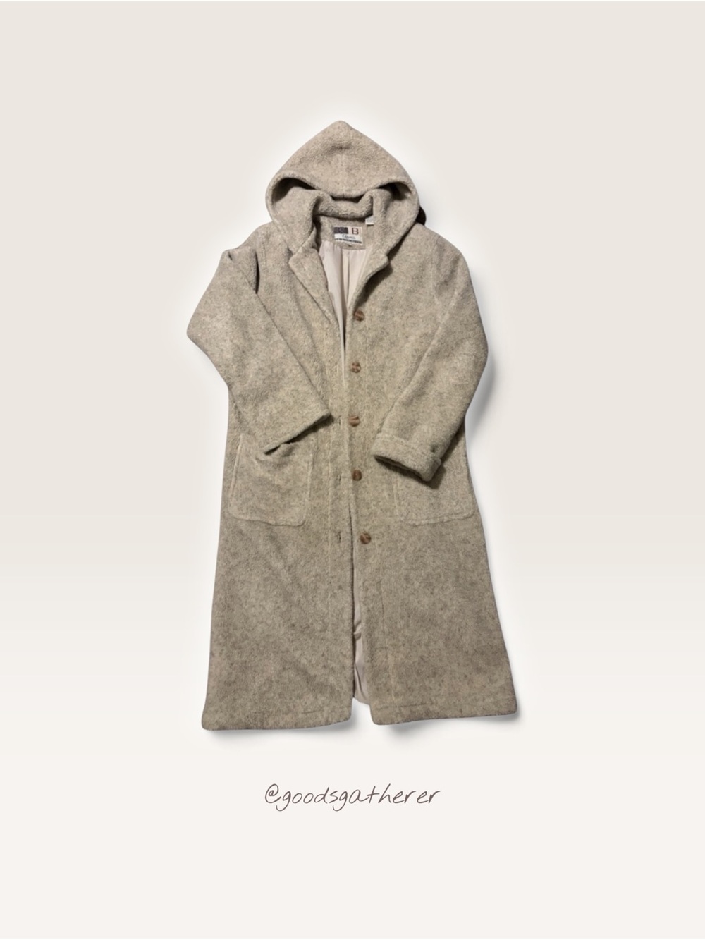VINTAGE Hooded Long Coat in Oat